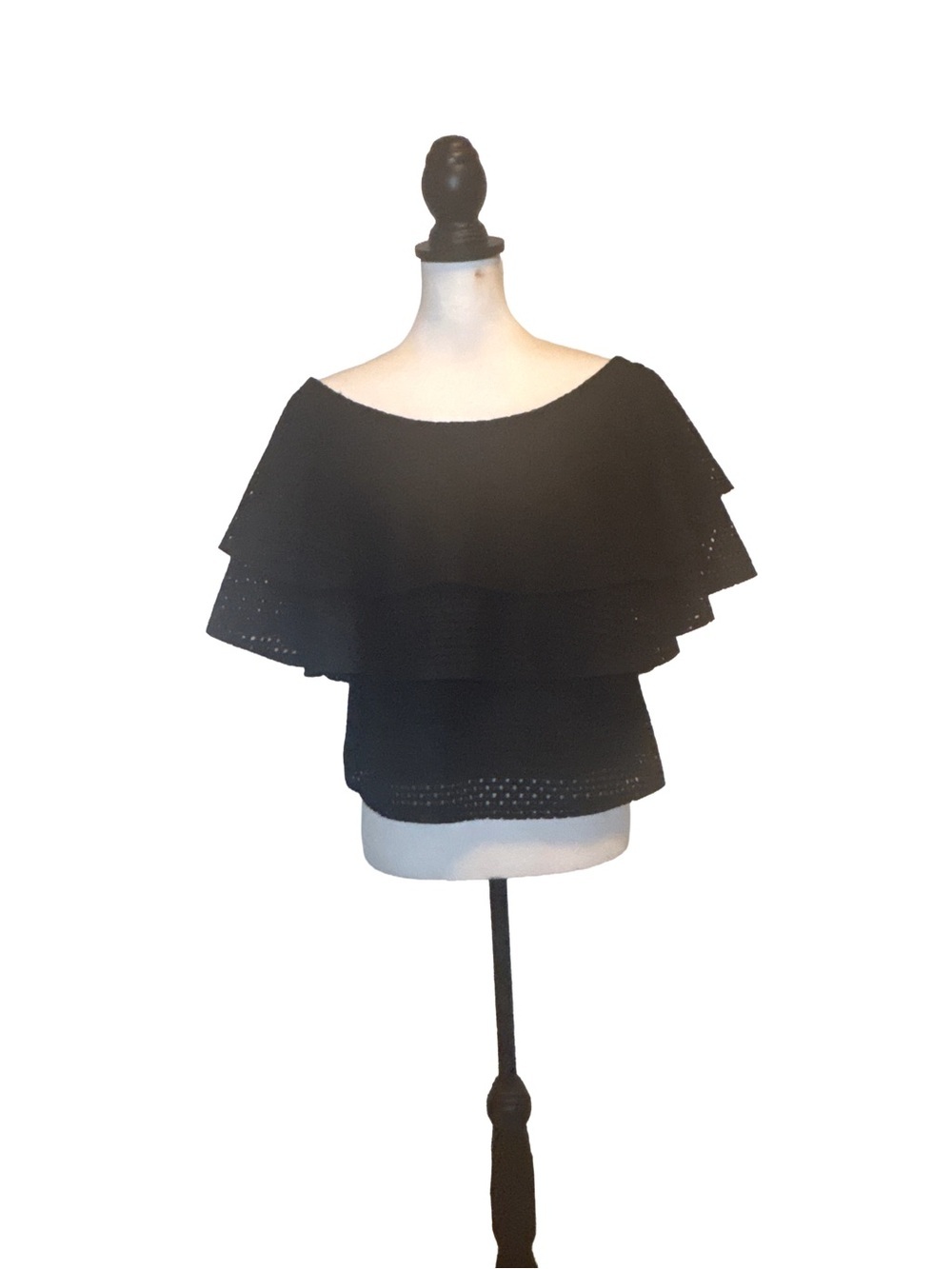 Banana Republic Off-Shoulder Black Ruffle Eyelet Top. XS. NWT! - Picture 2 of 7